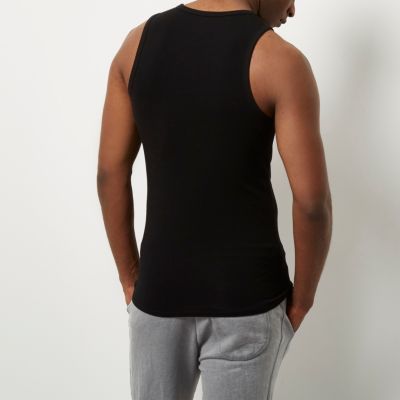 Black muscle fit vest
